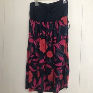 Strapless Floral Navy Dress